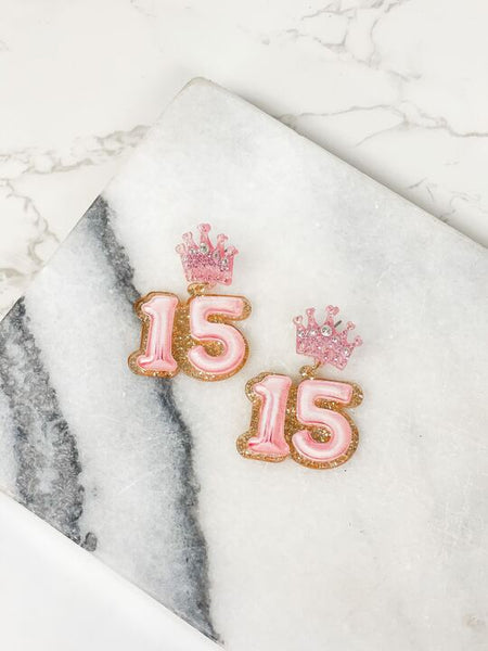 '15' Birthday Balloon Dangle Earrings