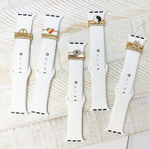 White Silicone Watch Band with Charms