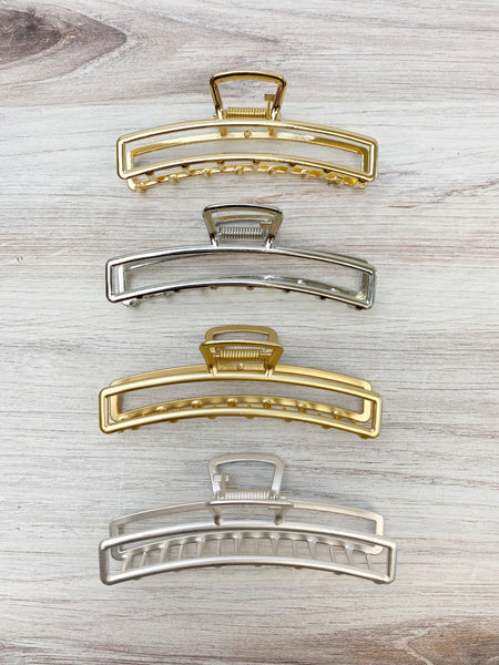 Metal Rectangle Open Claw Hair Clips