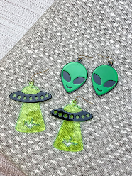 Acrylic Alien Dangle Earrings