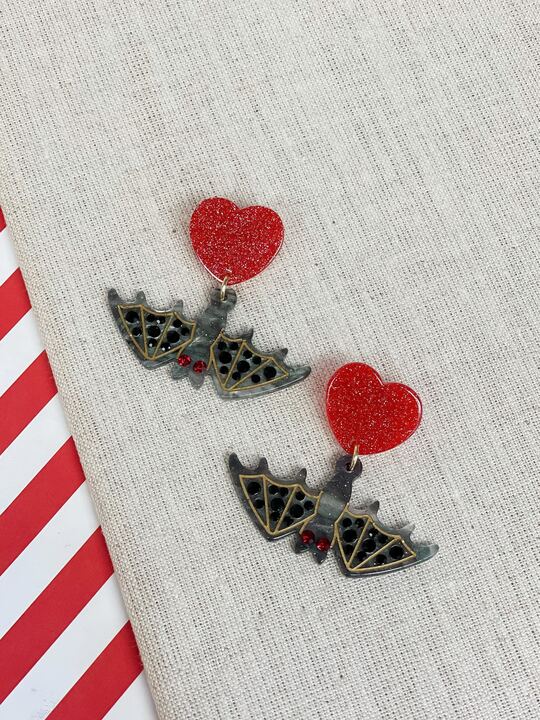 Acrylic Crystal Bat Dangle Earrings