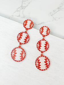 Glitzy Tiered Acrylic Baseball Earrings