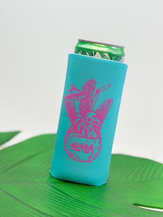 'Aloha' Skinny Can Drink Huggers - Pack of 10