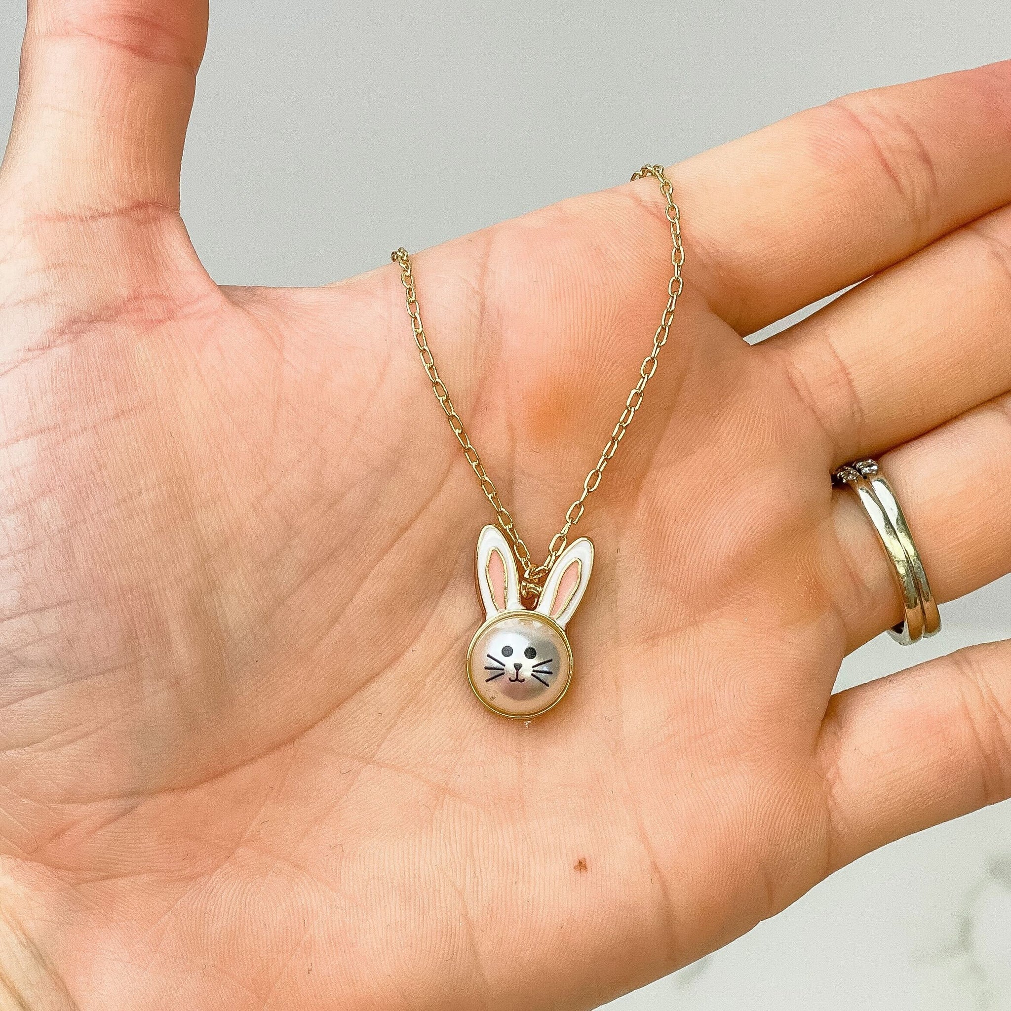 Bunny Pearl Pendant Necklace