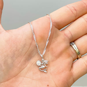 Opal Mermaid Pendant Necklace - Silver
