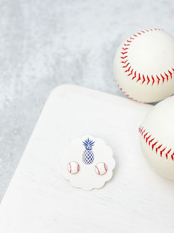 Baseball Enamel Stud Earrings