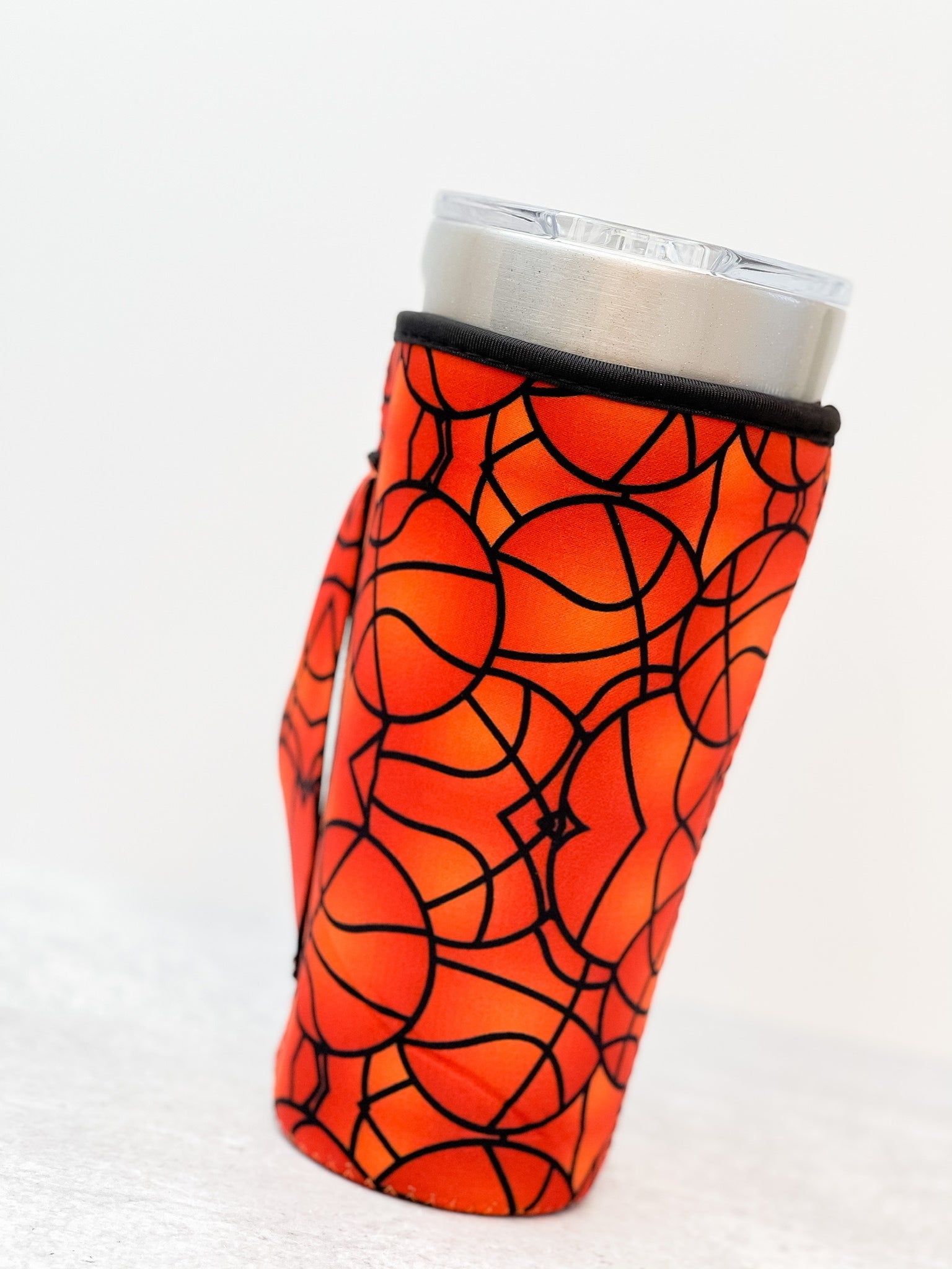 Insulated Cold Cup Sleeve with Handle - Basketball
