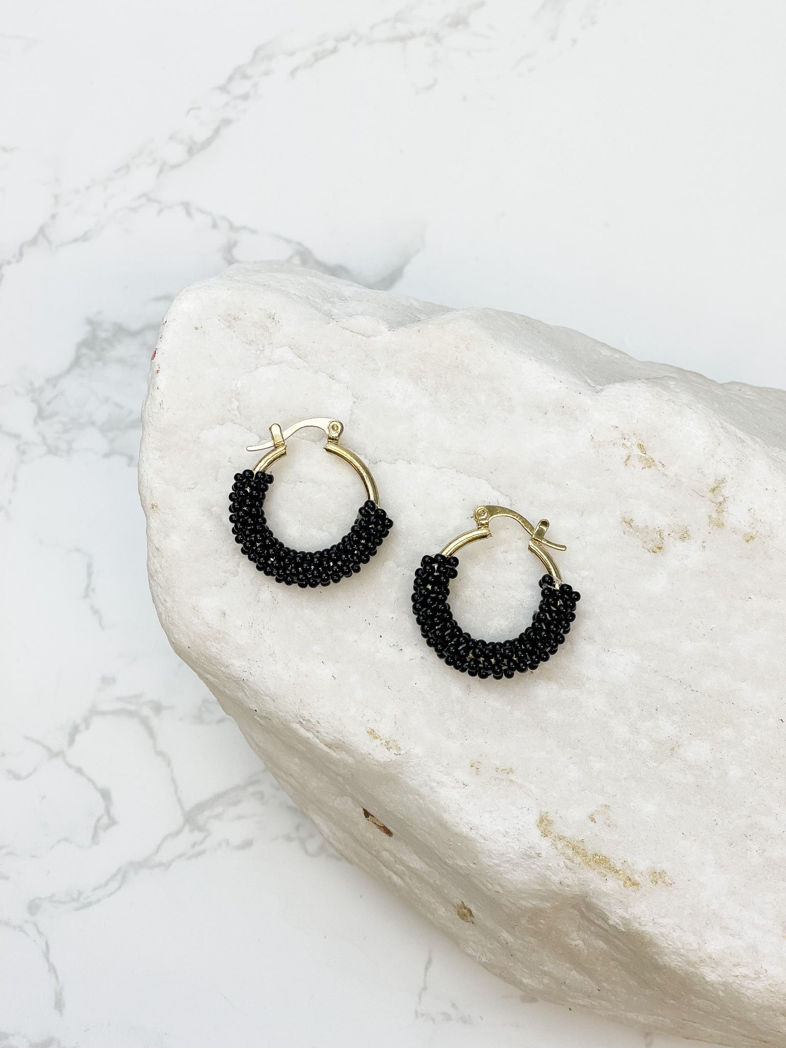 Petite Seed Bead Hoop Earrings