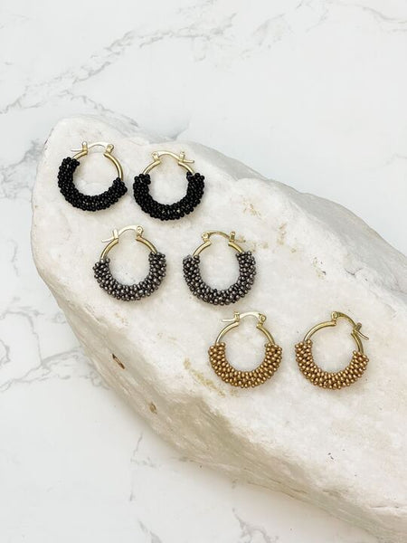 Petite Seed Bead Hoop Earrings