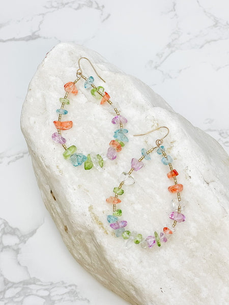 Oval Chip Beaded Earrings