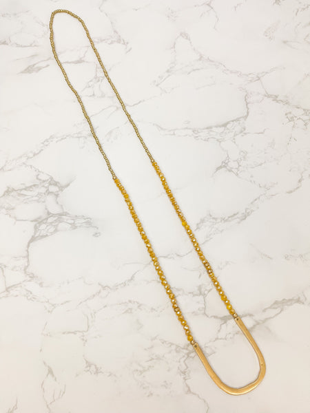 Long Beaded U Shape Pendant Necklaces