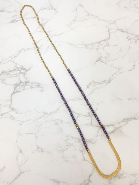 Long Beaded U Shape Pendant Necklaces