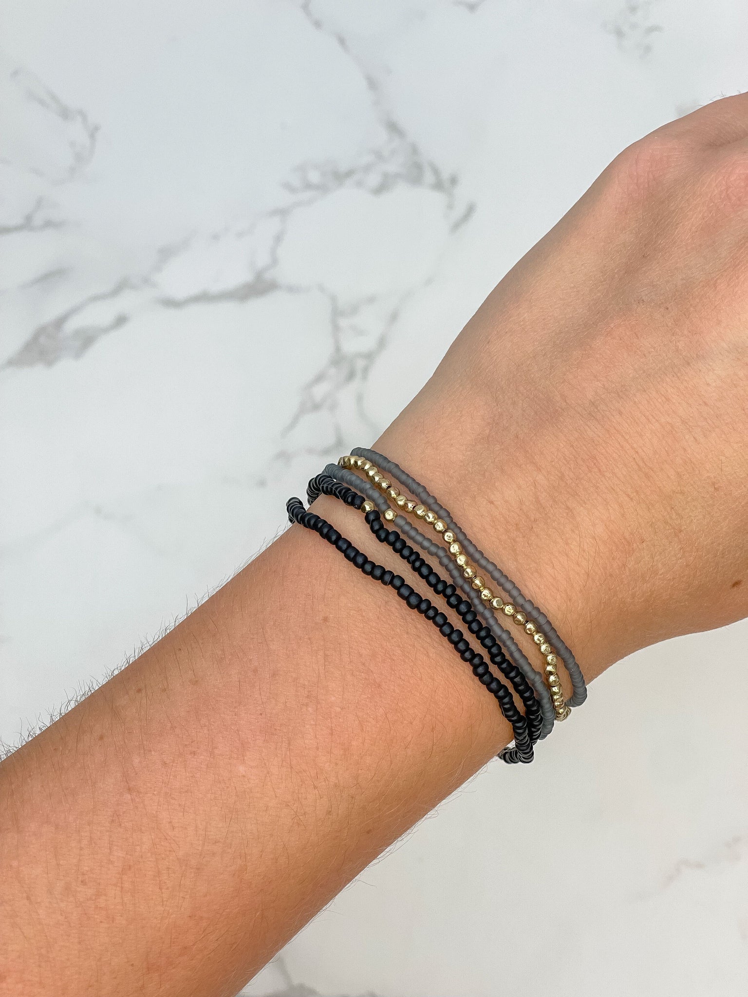 Petite Glass Bead Stretch Bracelet Sets