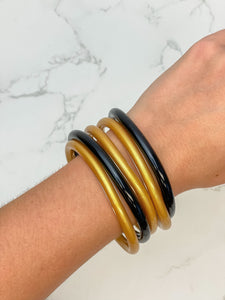 Game Day Jelly Bangle Sets - Black & Gold