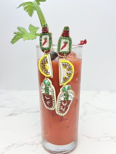Bloody Mary Beaded Dangle Earrings