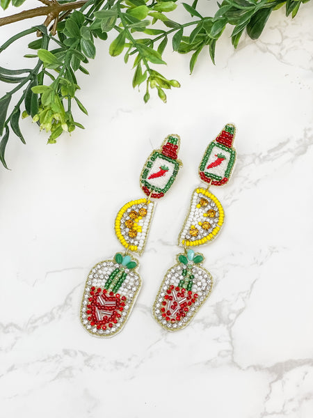 Bloody Mary Beaded Dangle Earrings