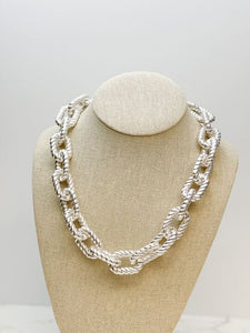 Silver Plated Chunky Link Necklace - Silver
