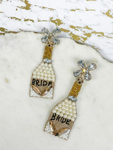 'Bride' Champagne Beaded Dangle Earrings