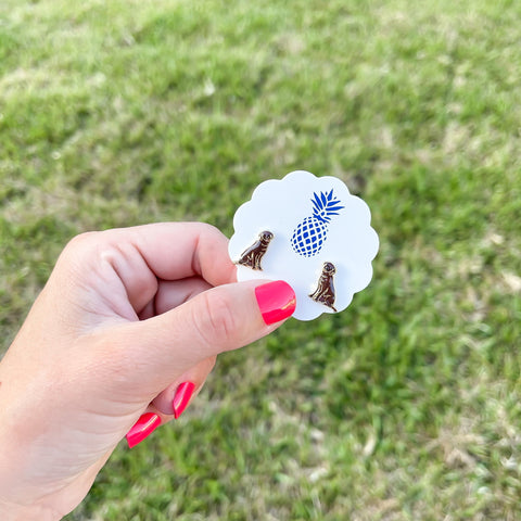 Chocolate Lab Enamel Stud Earrings