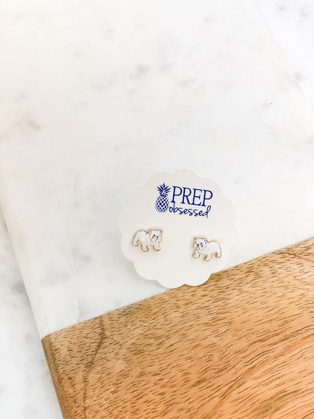 Bulldog Enamel Stud Earrings