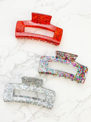 Sparkling Confetti Star Claw Clips