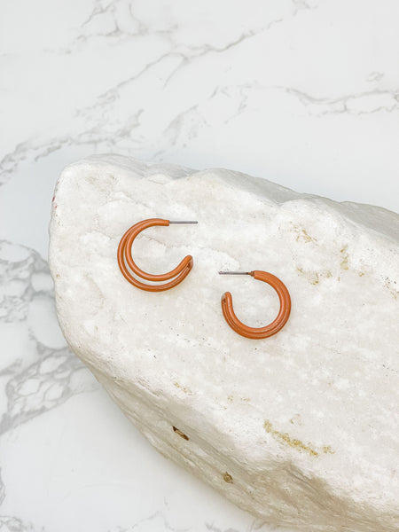 Enamel Double Open Hoop Earrings