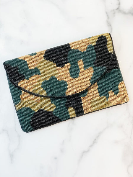 Camouflage Beaded Crossbody/Clutch