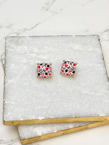 Card Suits Printed Stud Earrings