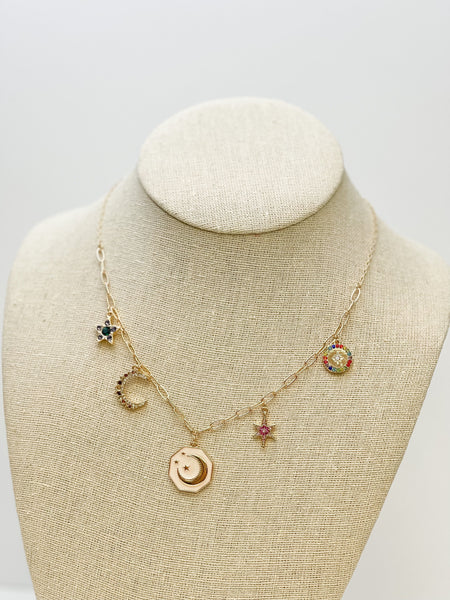 Celestial Charm Paperclip Necklace