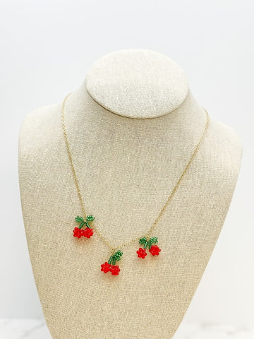 Beaded Cherry Necklace