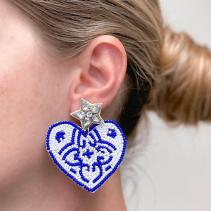 Chinoiserie Heart Beaded Dangle Earrings