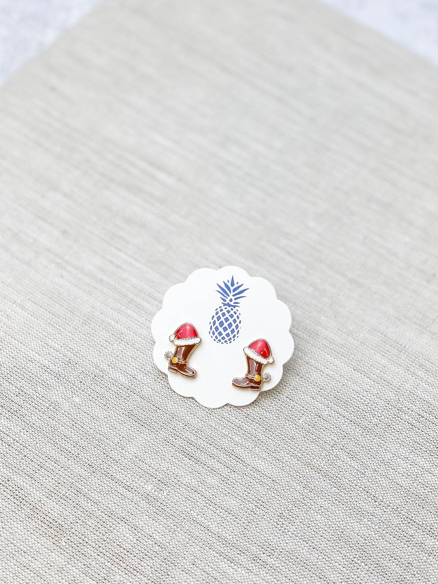Christmas Cowboy Boots Signature Enamel Stud Earrings