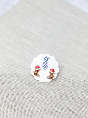 Christmas Cowboy Boots Signature Enamel Stud Earrings