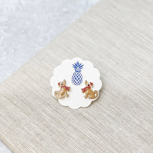 Christmas Dog Signature Enamel Stud Earrings