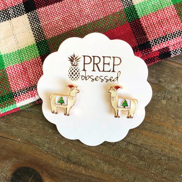 Christmas Tree Llama Signature Enamel Studs