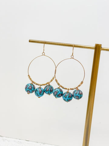 Floral Clay Beaded Dangle Earrings
