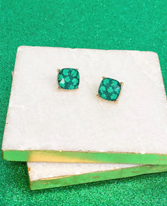Clover Printed Glass Stud Earrings
