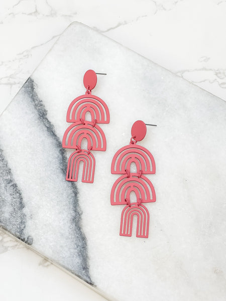 Color Coated Arch Drop Dangle Earrings