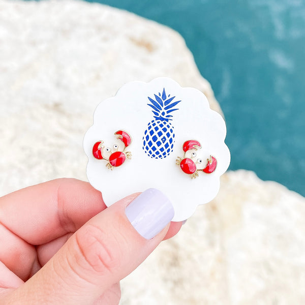 Crab Enamel Stud Earrings