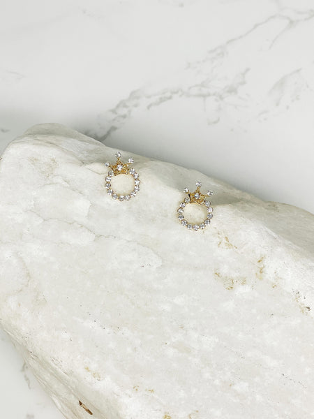 Crystal Crown Stud Earrings