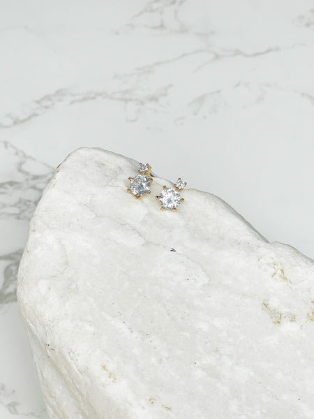 Cubic Zirconia Solitaire Stud Earrings