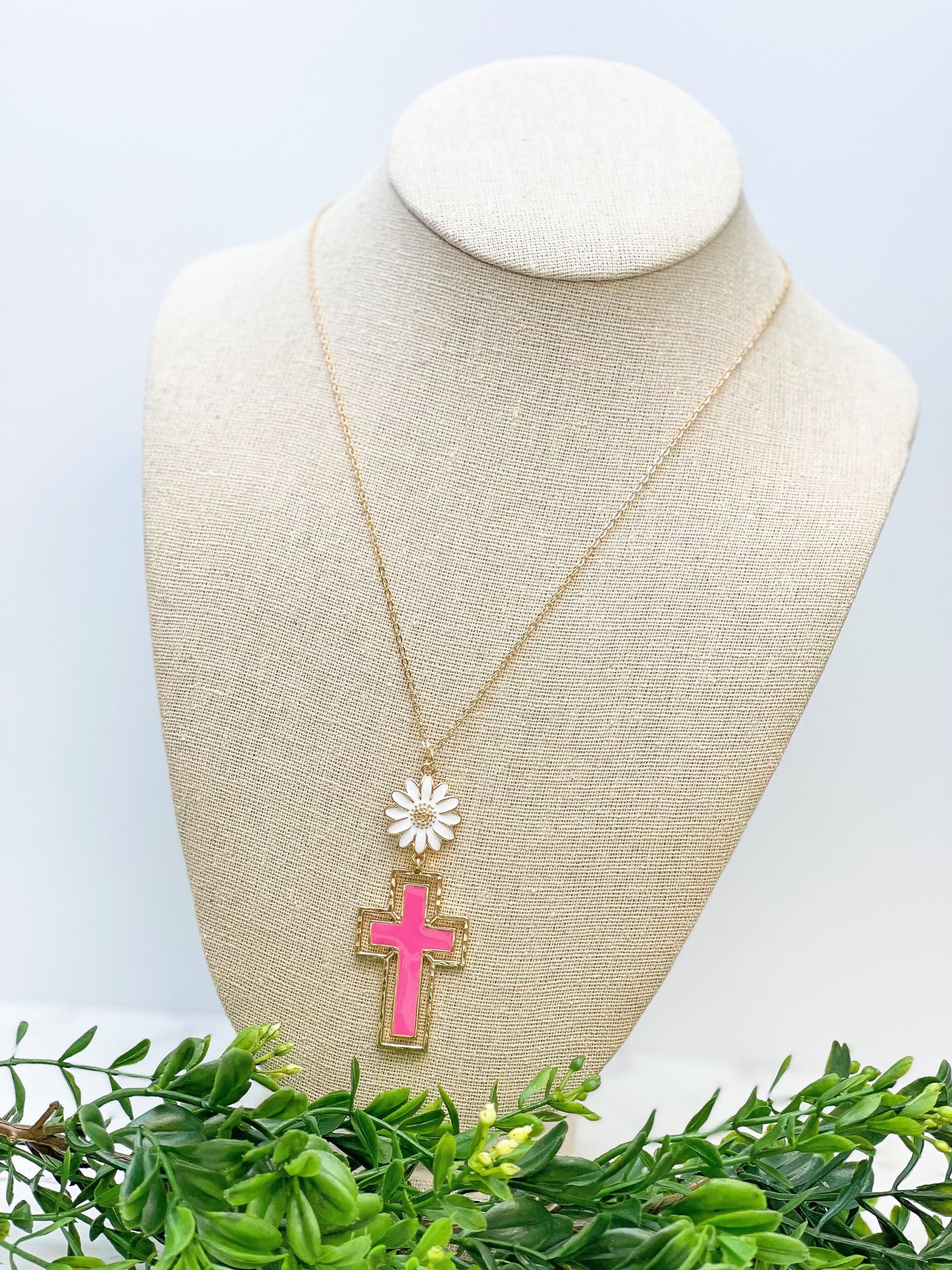 Daisy Cross Pendant Necklaces