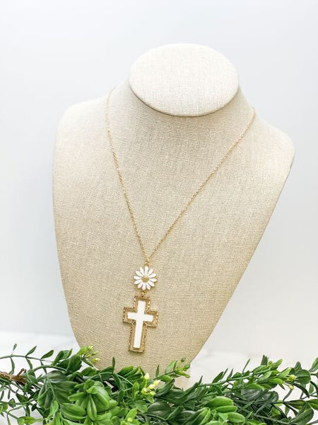 Daisy Cross Pendant Necklaces