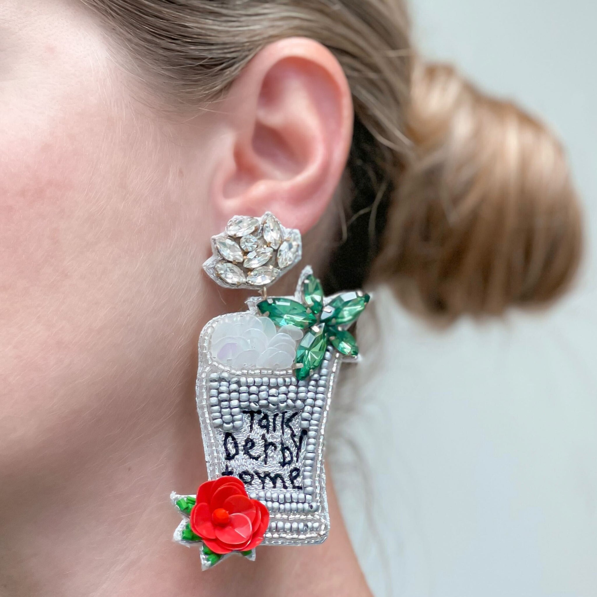 'Talk Derby To Me' Beaded Dangle Earrings