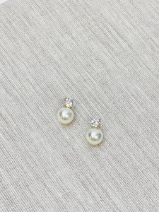 Rhinestone & Pearl Stud Earrings