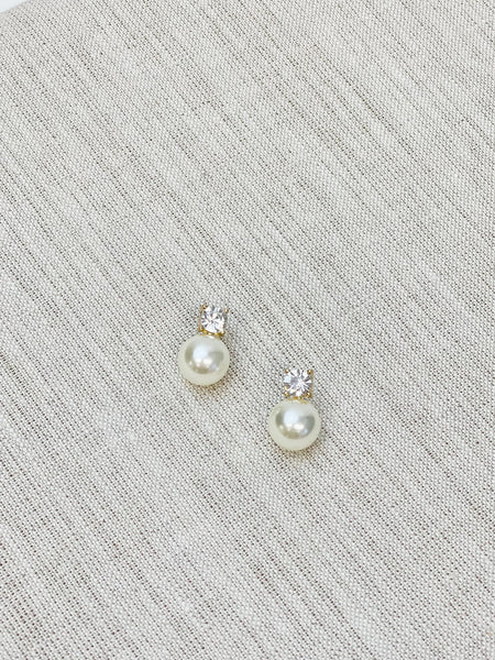 Rhinestone & Pearl Stud Earrings