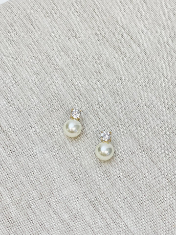 Rhinestone & Pearl Stud Earrings