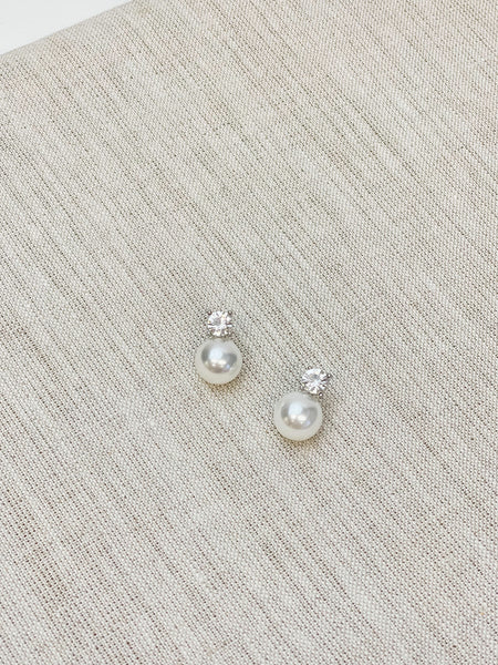 Rhinestone & Pearl Stud Earrings