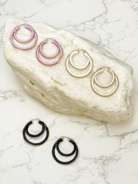 Gold Ball Double Hoop Earrings