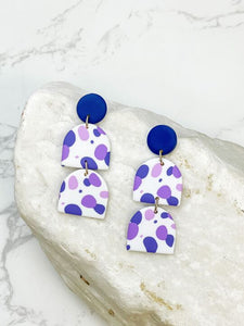 Purple Multi Geometric Clay Dangles